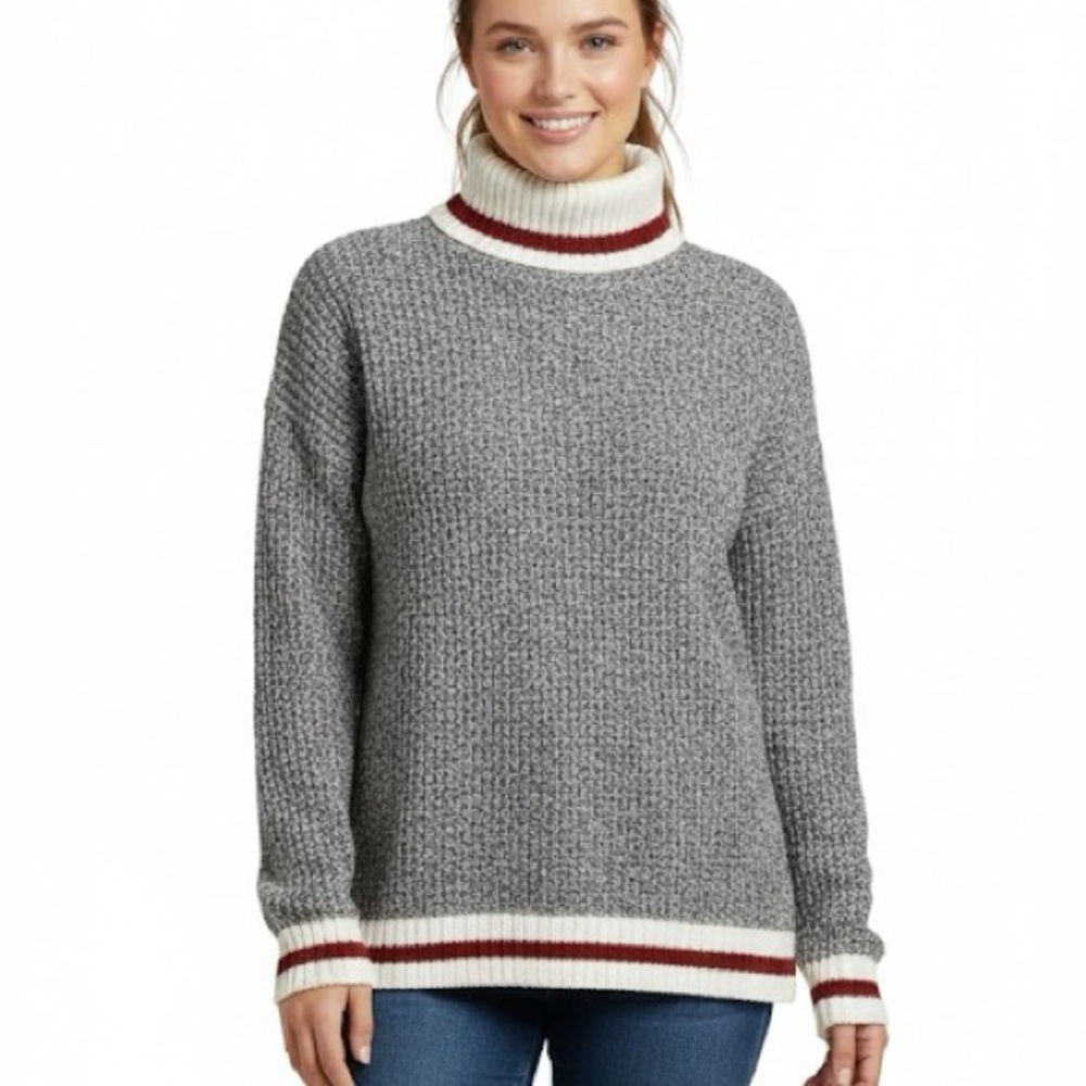 My Style Women’s Marled Knit Cowl Neck Long Sleeve Cabin Sweater Size Xlarge